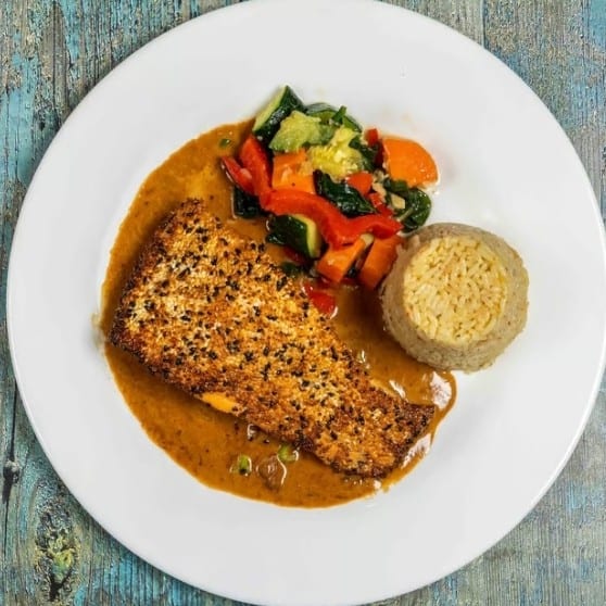 Sesame Encrusted Salmon.