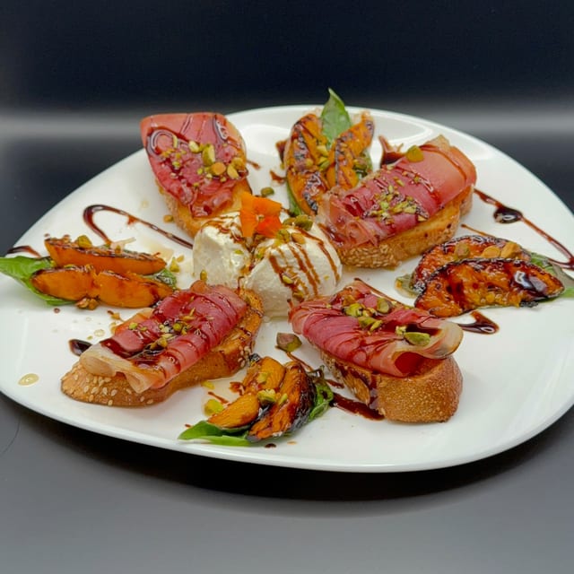 Roasted Peaches & Burrata.